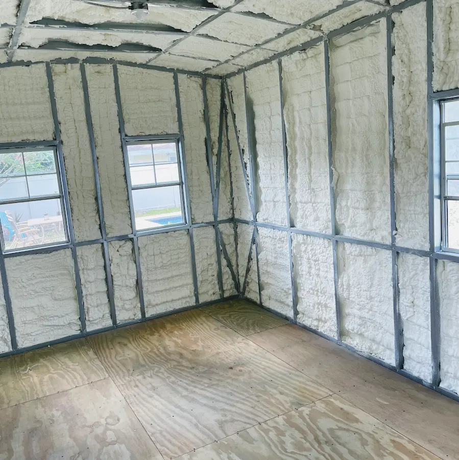 Closed-cell spray foam insulation applied to wall cavities in a residential project in El Paso